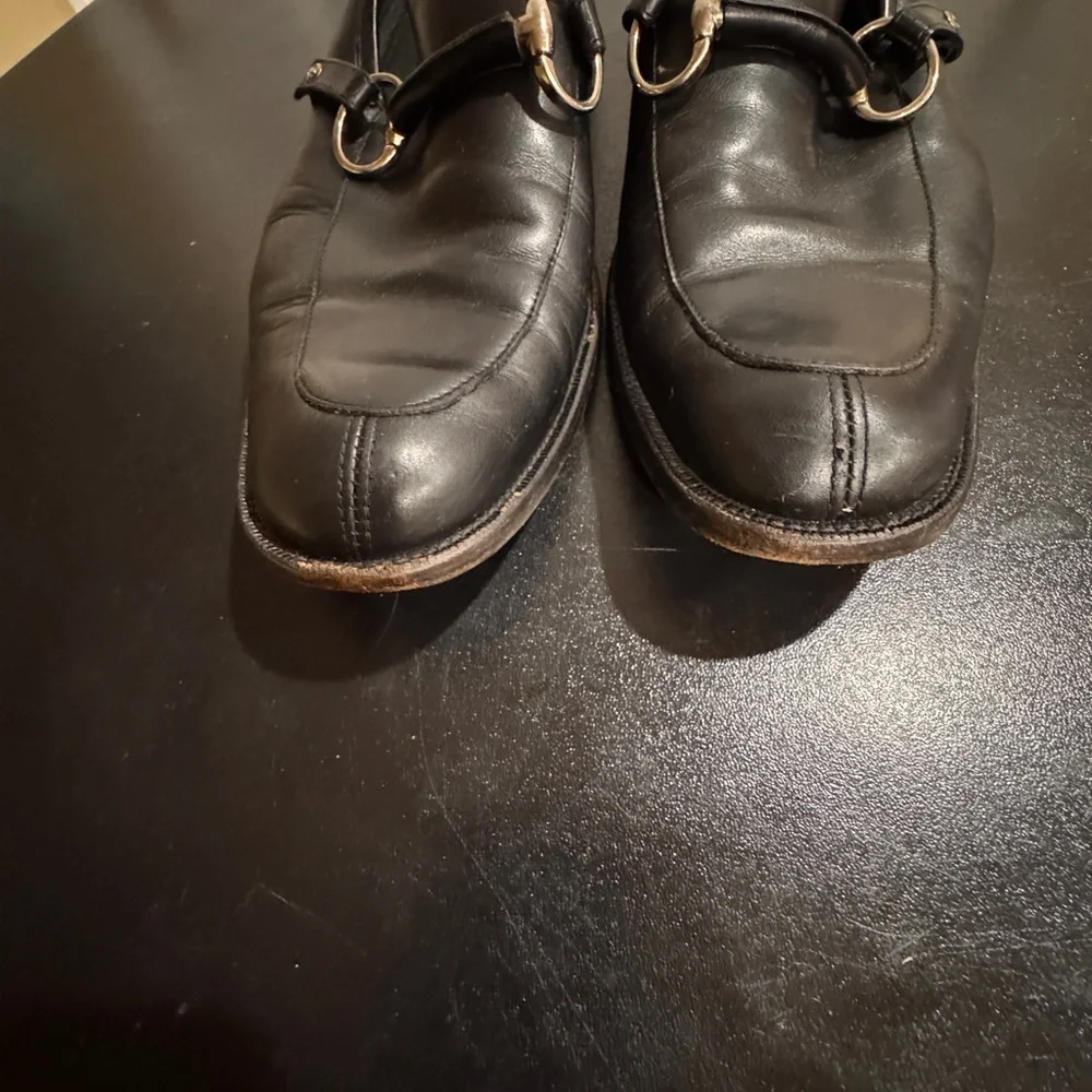 Gucci Black Leather Slip-On Loafers 9 D made in Italy